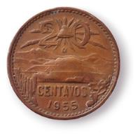 Moneda 20 Centavos Teotihuacán Cobre Aguila Grande 1955 segunda mano   México 