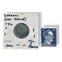 Estampilla Hitler + Moneda Alemana 10 Reichspfennig 1942 D segunda mano   México 