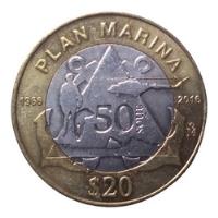 Moneda 20 Pesos Bimetalica  Plan Marina 50 Años 2016  segunda mano   México 