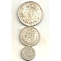 3 Monedas Antiguas De Plata 0.720 1 Peso 50 Y 20 Cvs. segunda mano   México 