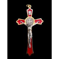 Cruz, Crucifijo San Benito Abad Italiano 12cm Filo Plateado  segunda mano   México 