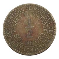 Moneda De Perú Medio Sol De Oro Año 1941 En Latón , usado segunda mano   México 
