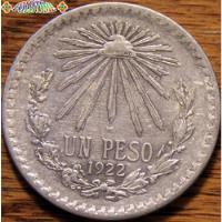 1922 Un Peso Moneda Mexicana Resplandor Rara Au Plata Ley 72 segunda mano   México 