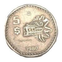 Moneda 5 Pesos Quetzalcoatl Mexico 1980 Usado (ver Fotos) segunda mano   México 